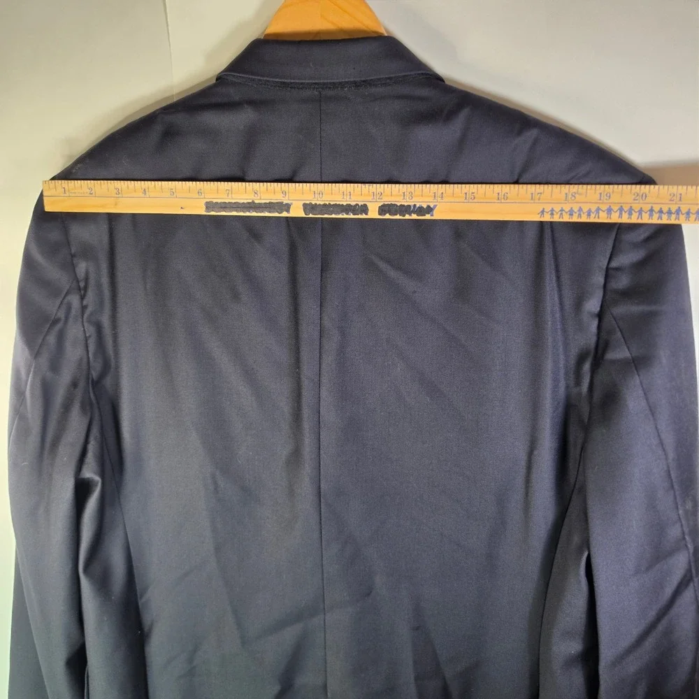 Hickey Freeman Loro Piana Tasmanian Suit Jacket Mens 46R Navy Blue Addison WA003